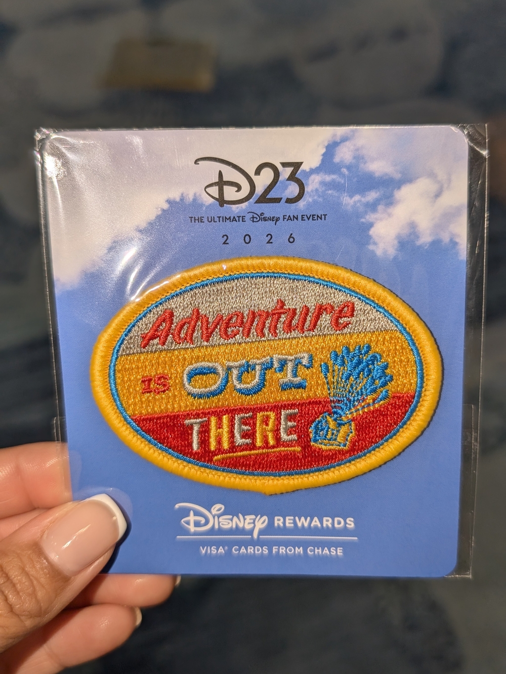EXCLUSIVE D23 Disney RewardsAdventure Is Out There' Embroidered Wall Patch